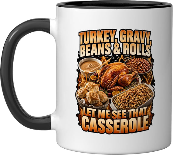 Turkey Gravy Beans Rolls Rap Cover Thanksgiving Food Ceramic Mug