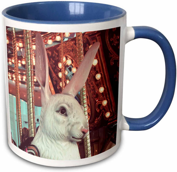 Merry Go Round Rabbit By Angelandspot Two Tone Mug Ceramic Mug