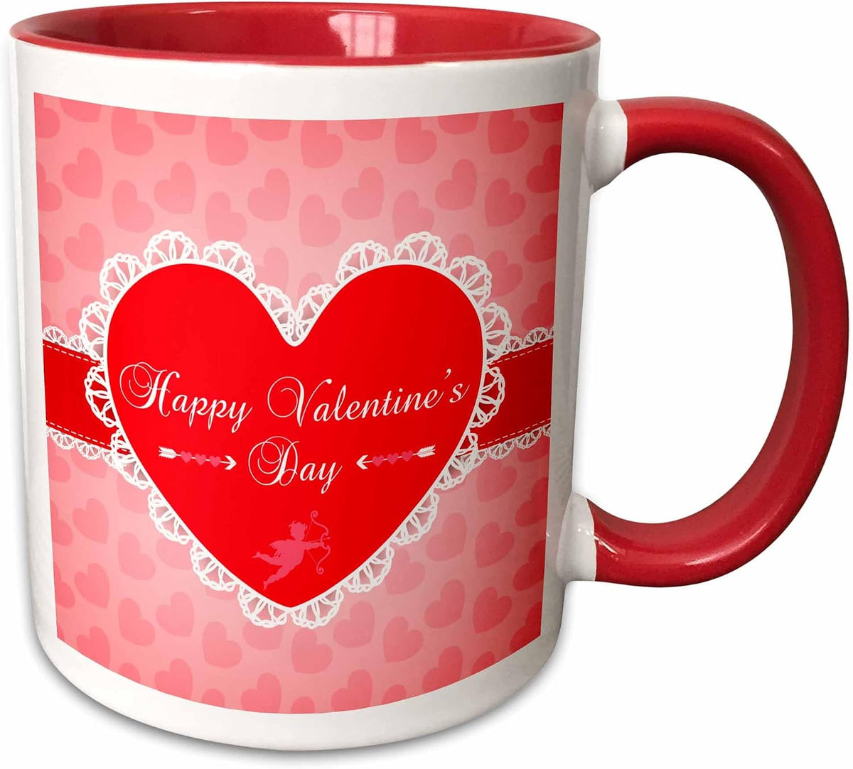 A Lace Fringed Happy Valentines Day Greeting Ceramic Mug