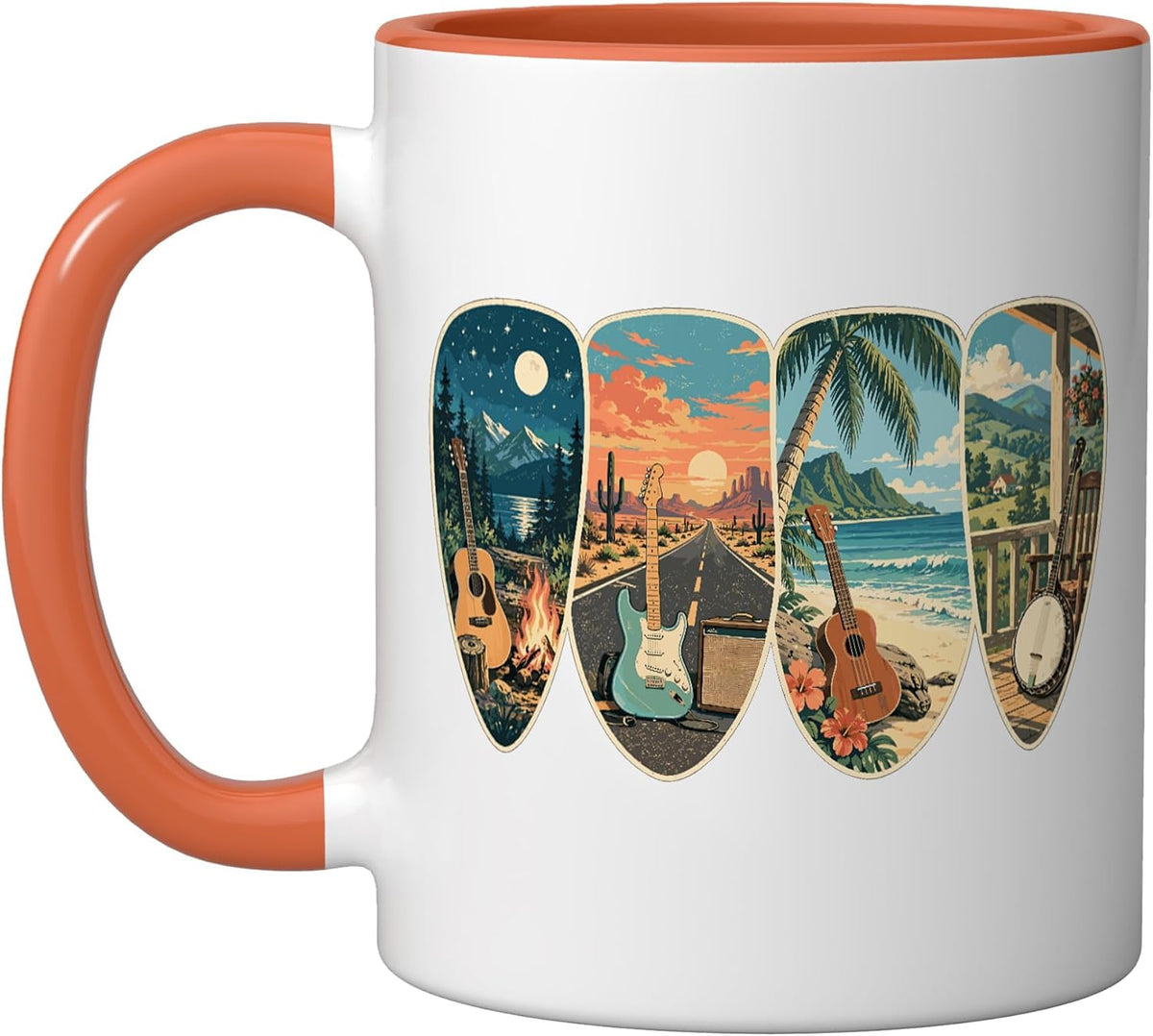 Guitar Picks Retro Guitarist Music Lover Ceramic Mug