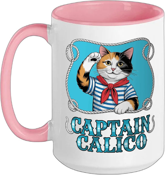 Funny Captain Calico Cat Nautical Ceramic Mug