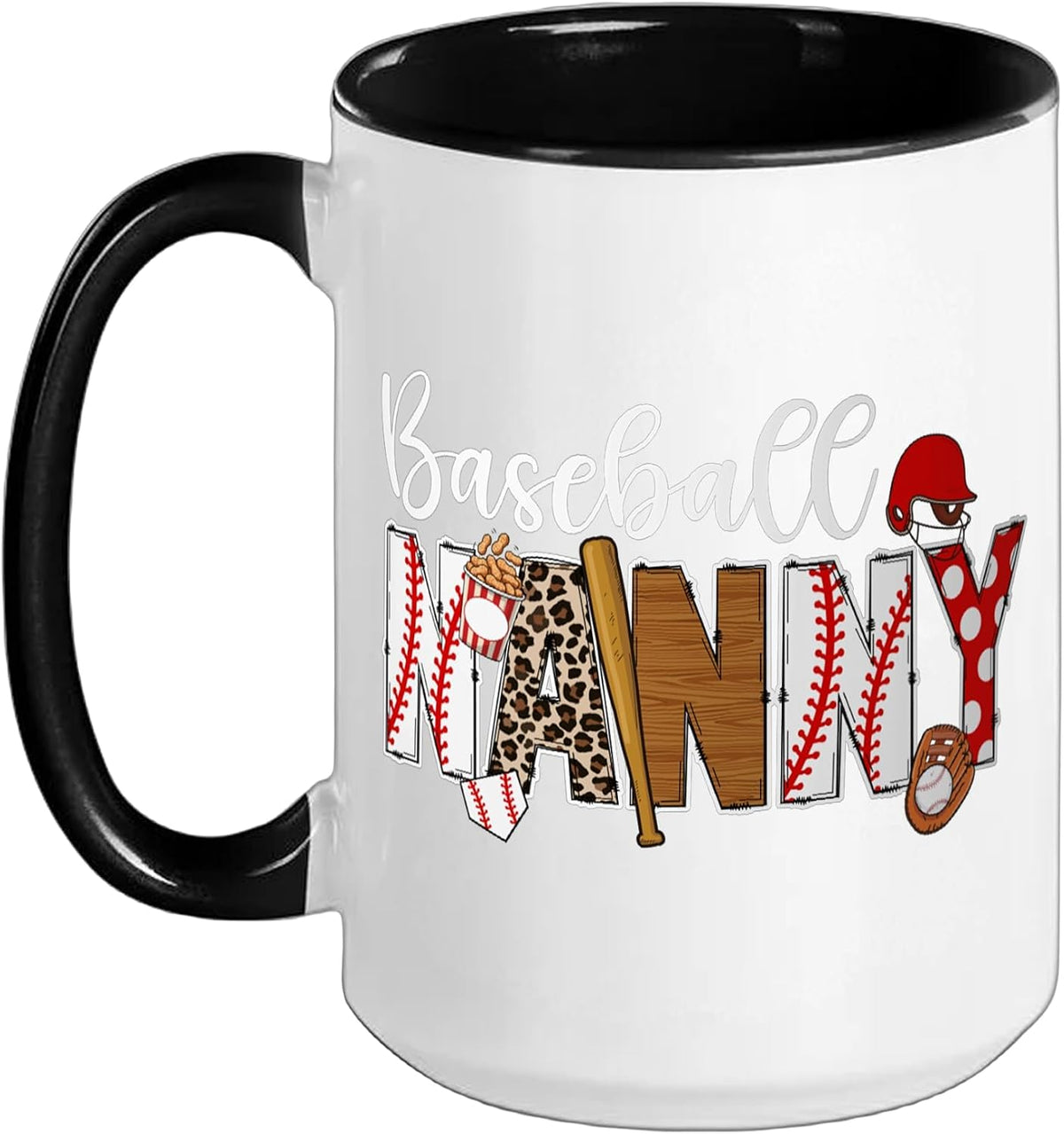 Baseball Nanny Stitched Letters Bat Glove Ceramic Mug