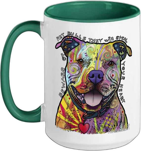 Beware Of Pit Bulls, Dean Russo Pitbull Original - Dog Ceramic Mug