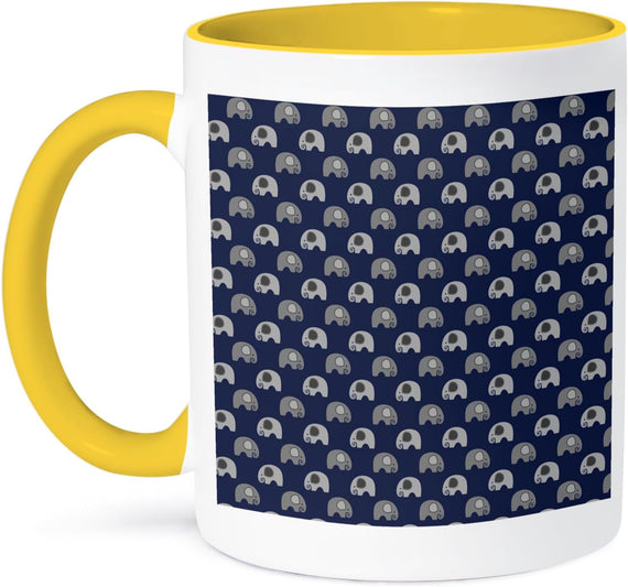Cute Blue And Gray Little Elephant Pattern Ceramic Mug