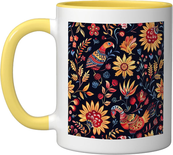 Traditional Turkey Pattern Thanksgiving Ceramic Mug