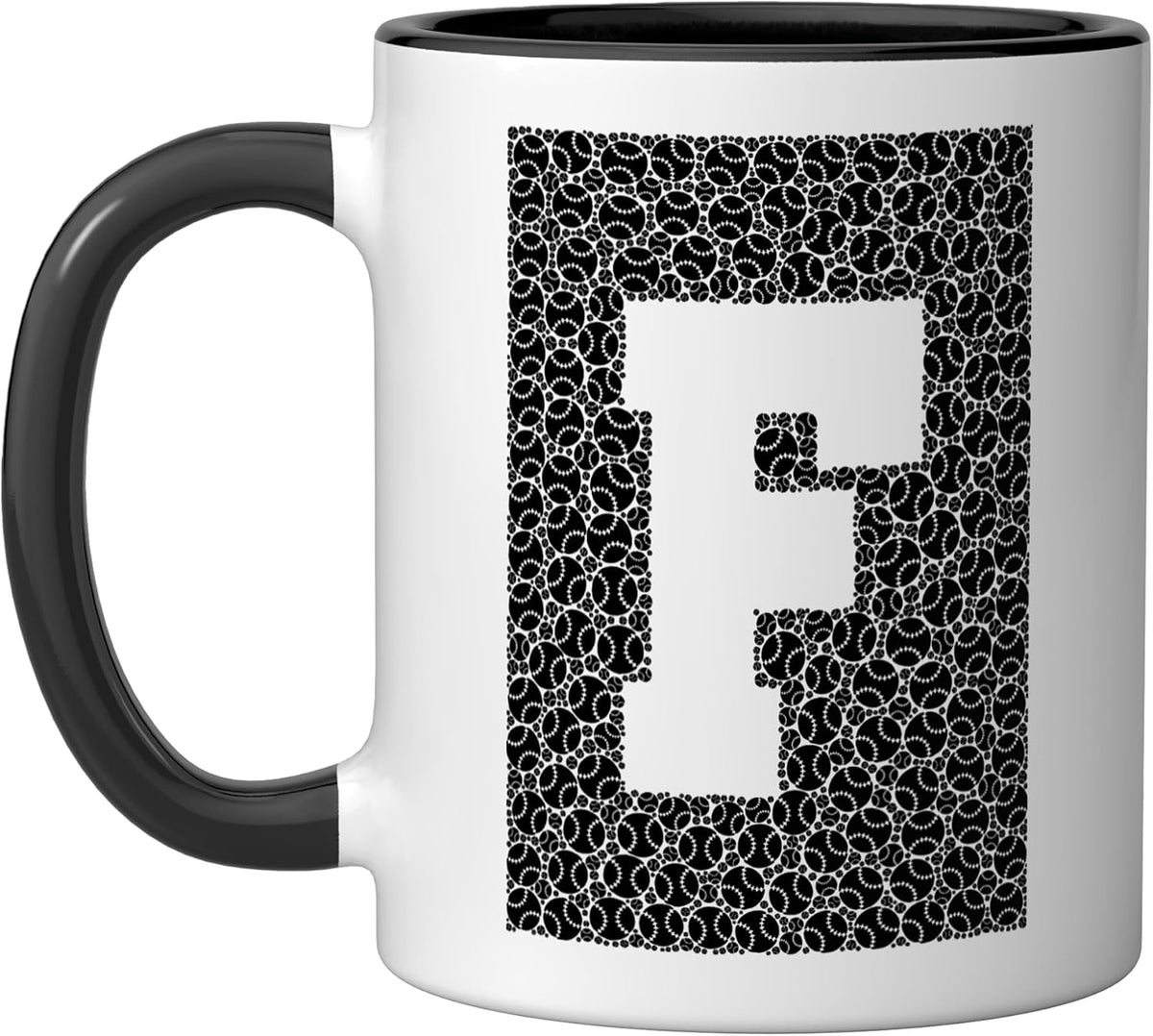 Letter F Baseball Alphabet Monogram Sports Player Initial Ceramic Mug