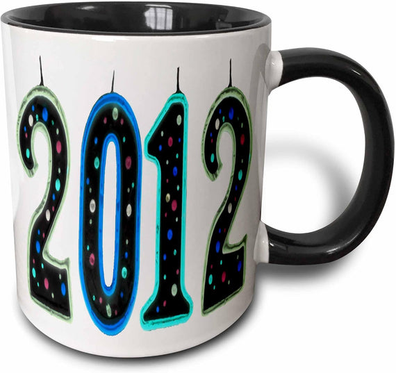 Colorful 2012 Balloon Candle New Year Ceramic Mug