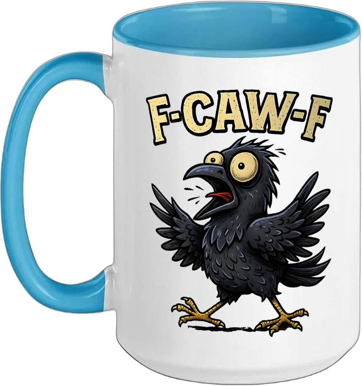 F-Caw-F Black Crow Pun Funny Bird Cawing Grunge F-Caw-F Ceramic Mug