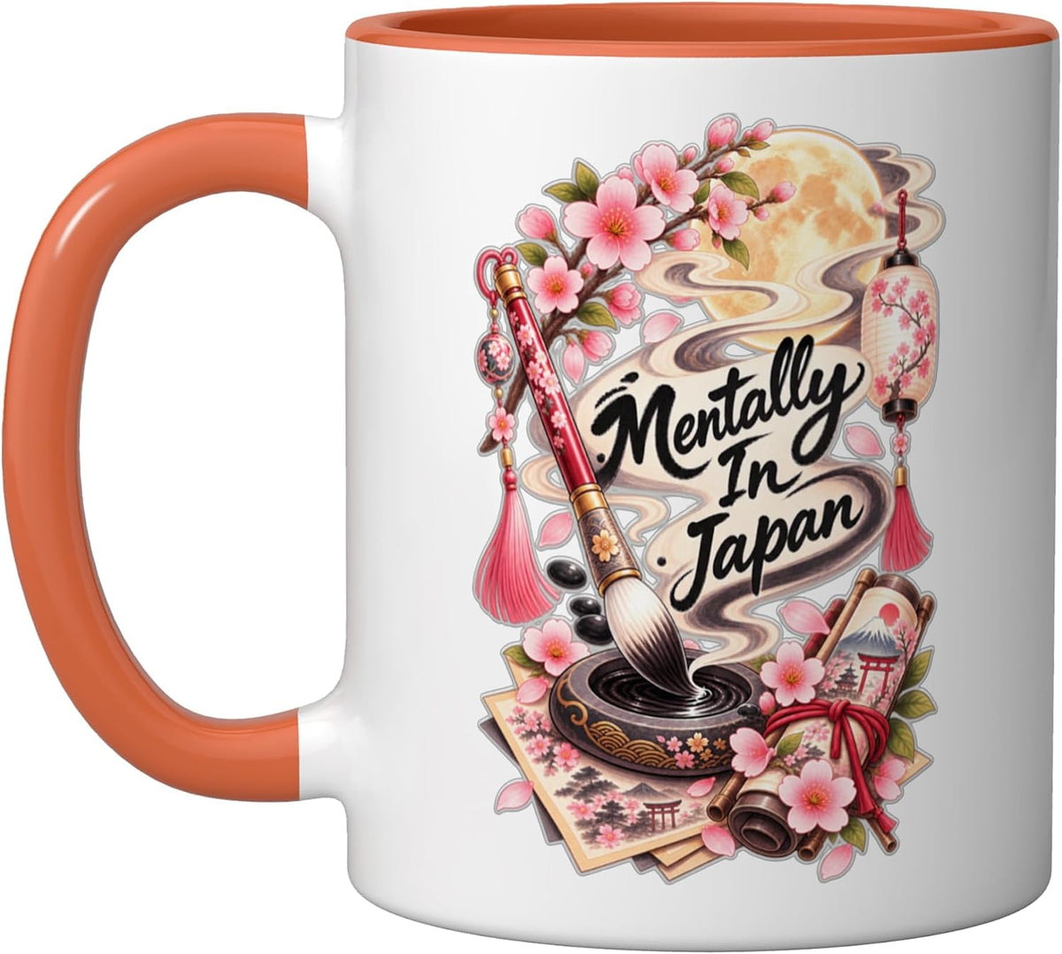 Mentally In Japan Japanese Drama Cherry Blossom Fan Ceramic Mug