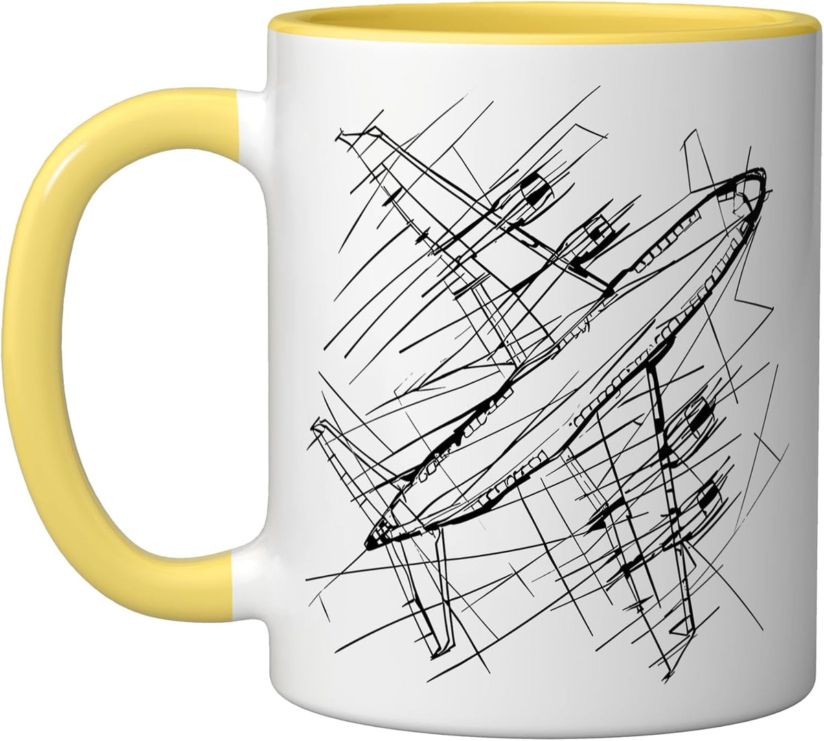 Airplane Sketch Aircraft Enthusiast Ceramic Mug