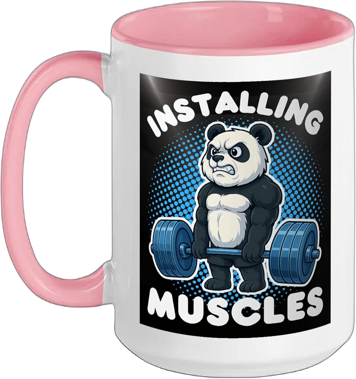 Installing Muscles Panda Weightlifting Fitness Gym Boys Ceramic Mug