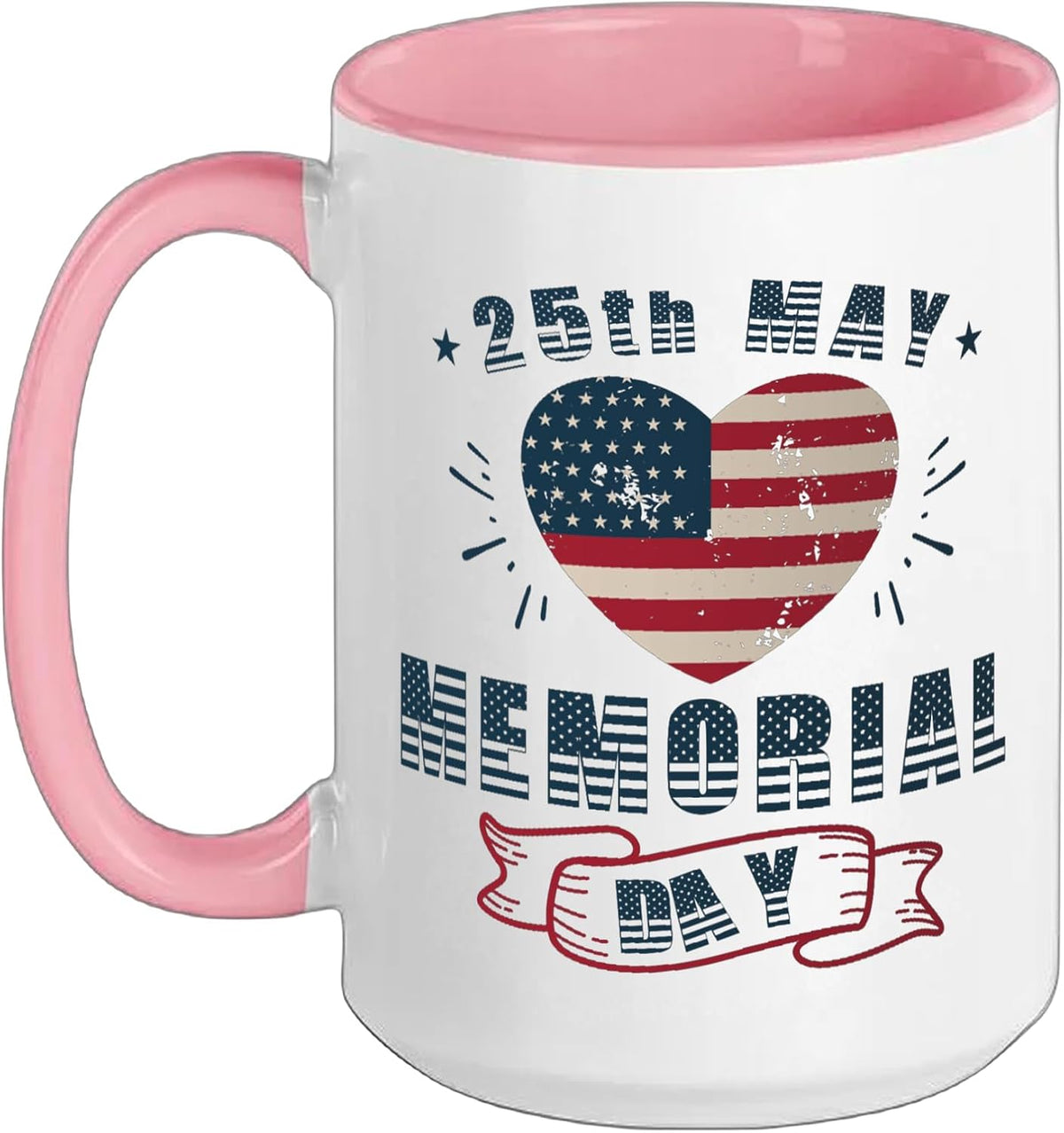 Memorial Day May 25th Heart Flag Tribute Ceramic Mug