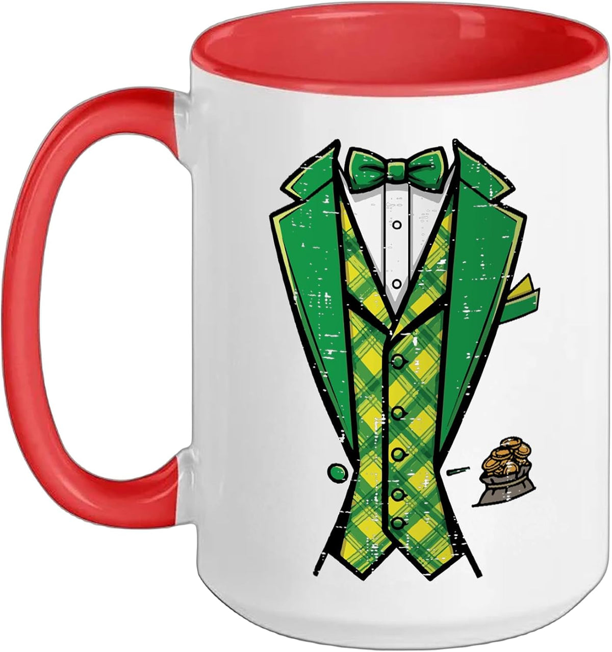 Leprechaun Tuxedo Costume Plaid Suit Pot Of Gold Ceramic Mug