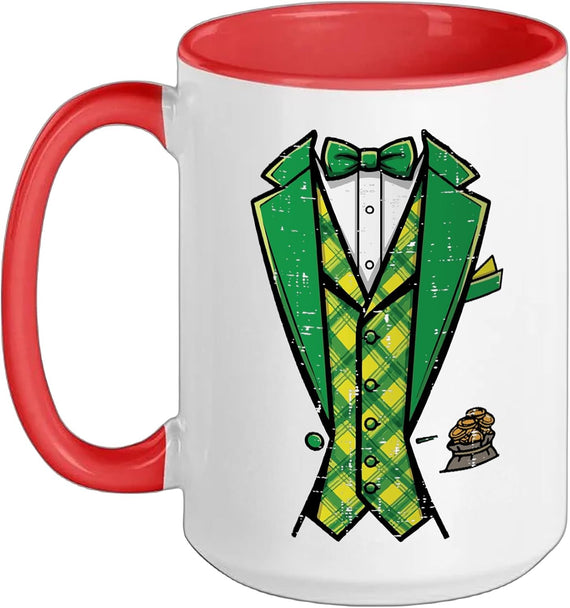 Leprechaun Tuxedo Costume Plaid Suit Pot Of Gold Ceramic Mug