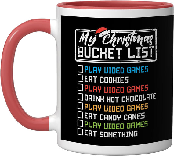 Christmas Bucket List Video Games Xmas Gamer Boys Ceramic Mug