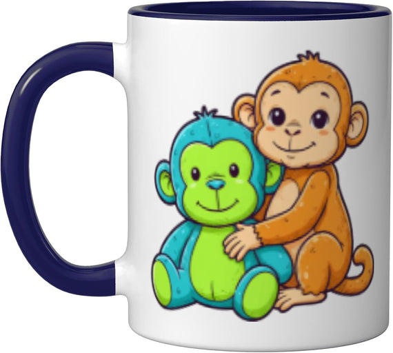 Cute Cartoon Monkeys Hugging Baby Animal Ceramic Mug