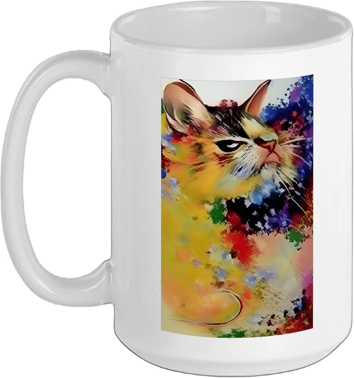 Colorful Abstract Cat – Vibrant Artistic Feline Design Ceramic Mug
