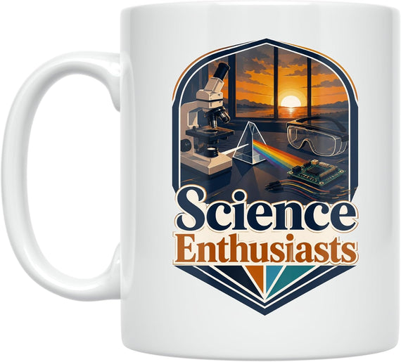 Science Enthusiasts Mug - Original Design With Microscopes Ceramic Mug