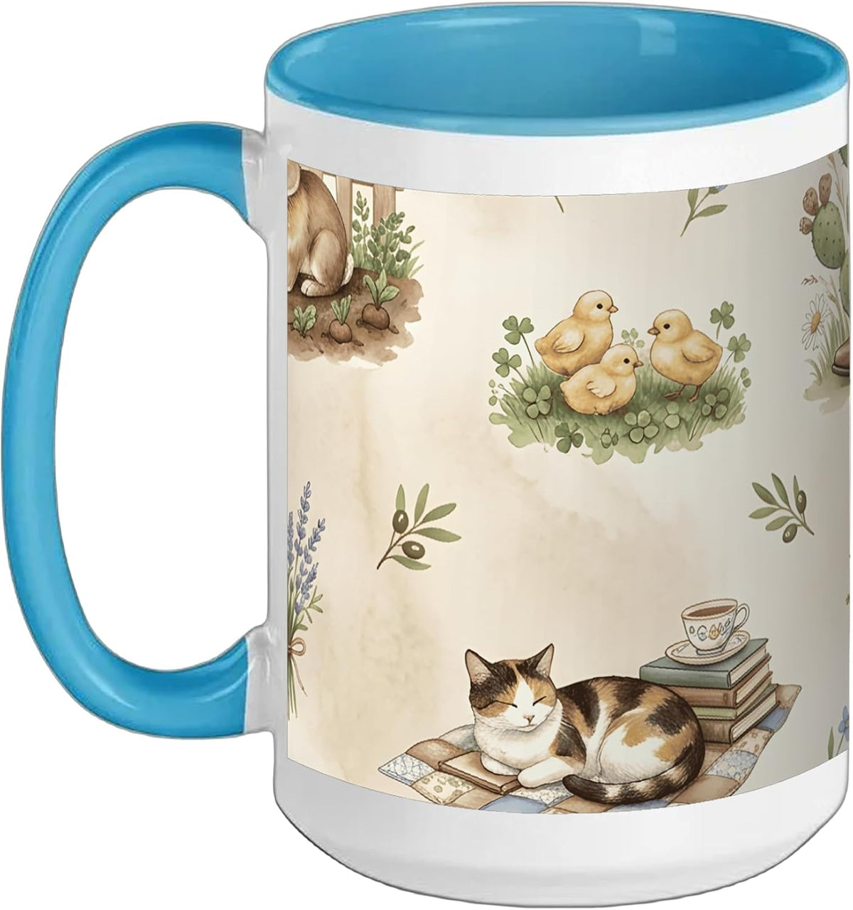 Baby Farm Animals Watercolor Chick Cat Ceramic Mug