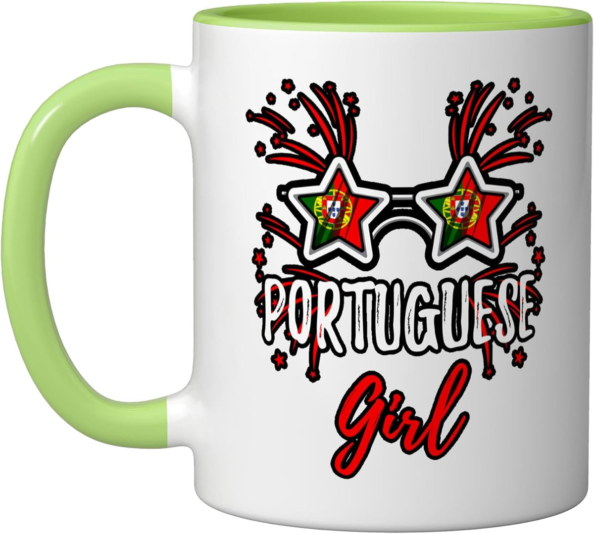Portugal Flag Sunglasses Portuguese Girl Ceramic Mug