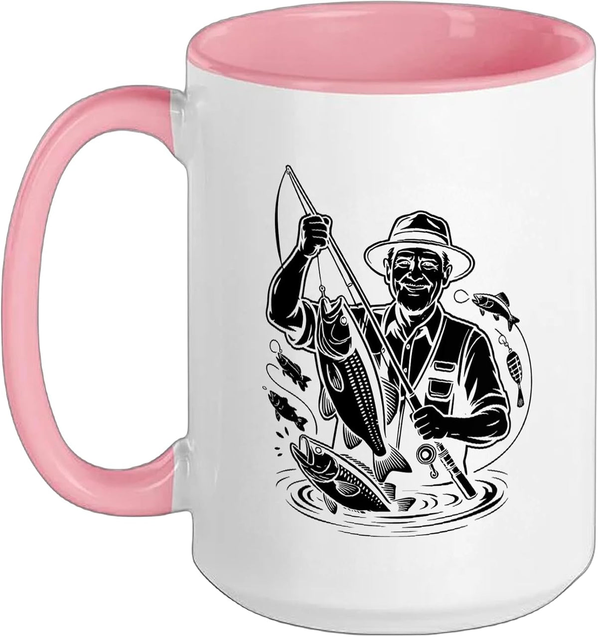 Pop Fishing Illustrated Vintage Tackle Box Rod Scene Retro Ceramic Mug