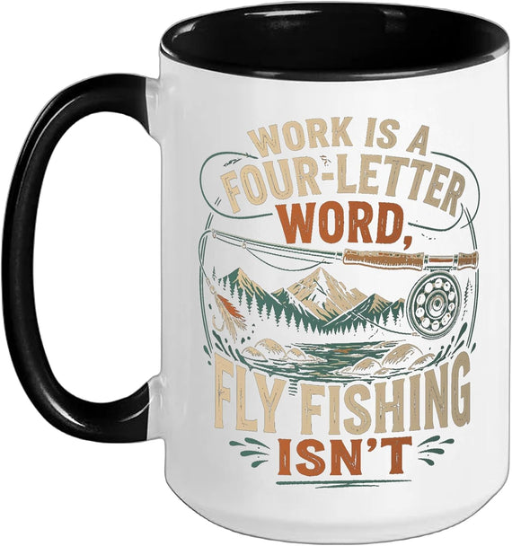 Funny Fly Fishing Men Fly Rod Fishing Trout Fly Casting Ceramic Mug