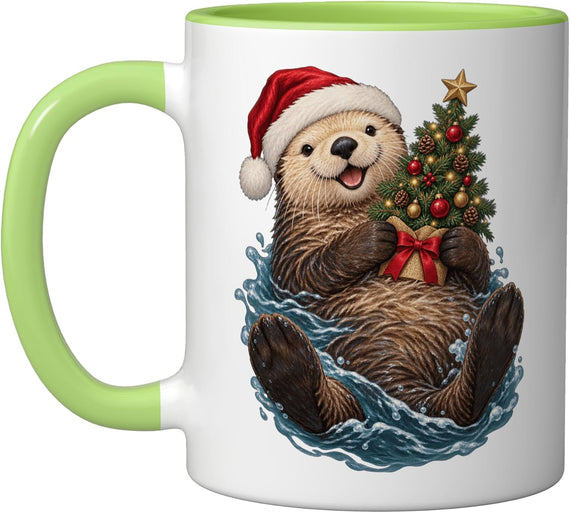 Sea Otter Tree Christmas Animal Ceramic Mug