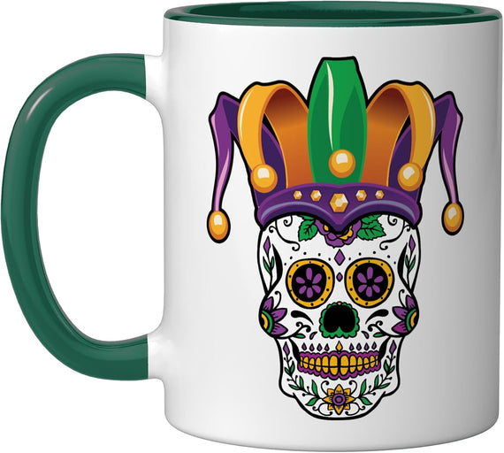 Sugar Skull Mardi Gras Carnival Orleans Dark Ceramic Mug