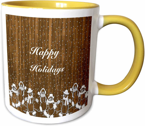 Happy Holiday Country Wood Look Ceramic Mug