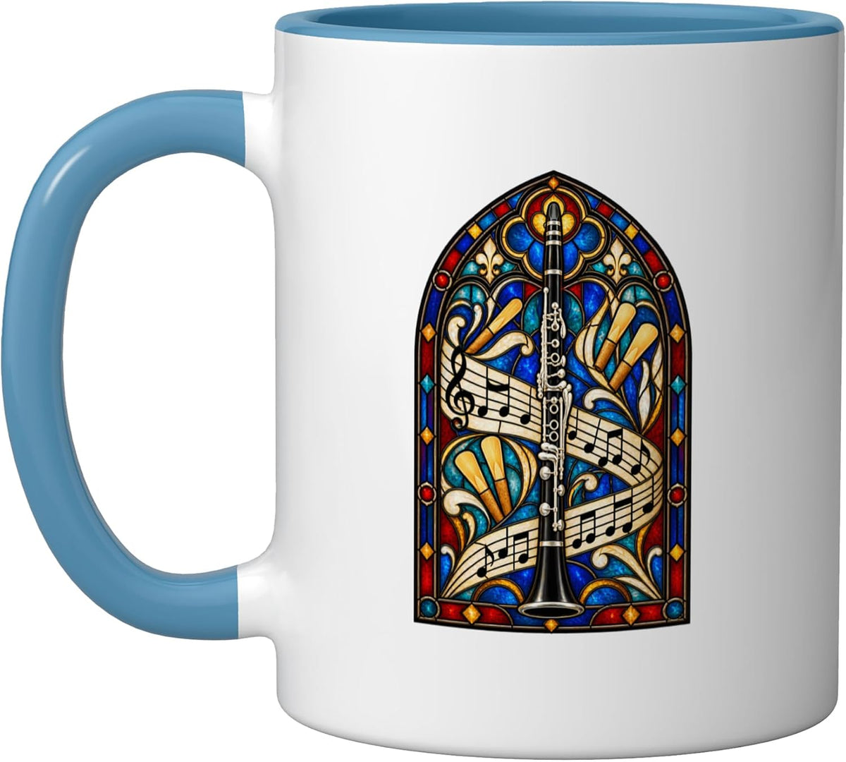Stained Glass Clarinet Music Clarinetist Woodwind Player Ceramic Mug