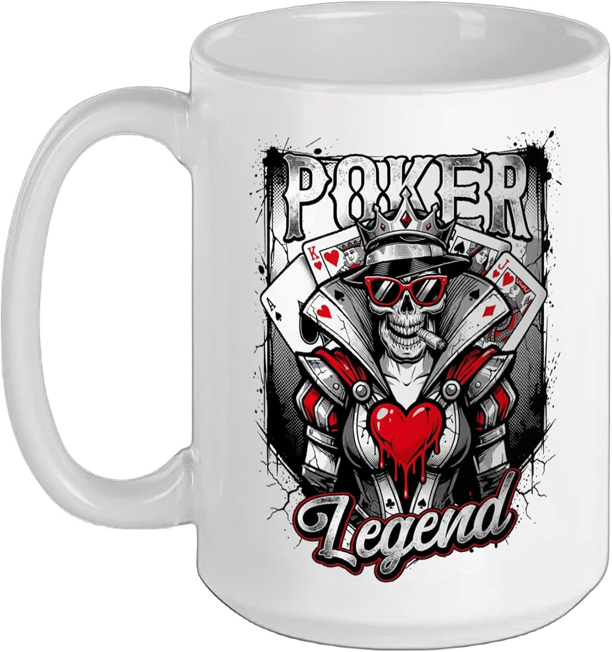Poker Vintage Poker Legend Of Hearts Rebel Crown Poker Ceramic Mug