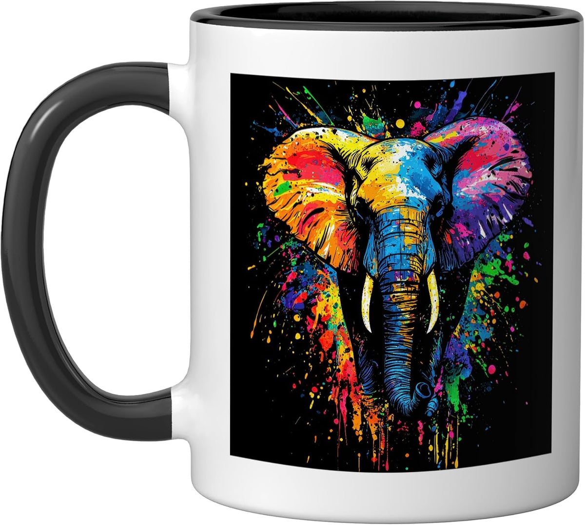 Colorful Painting Elephant Ceramic Mug