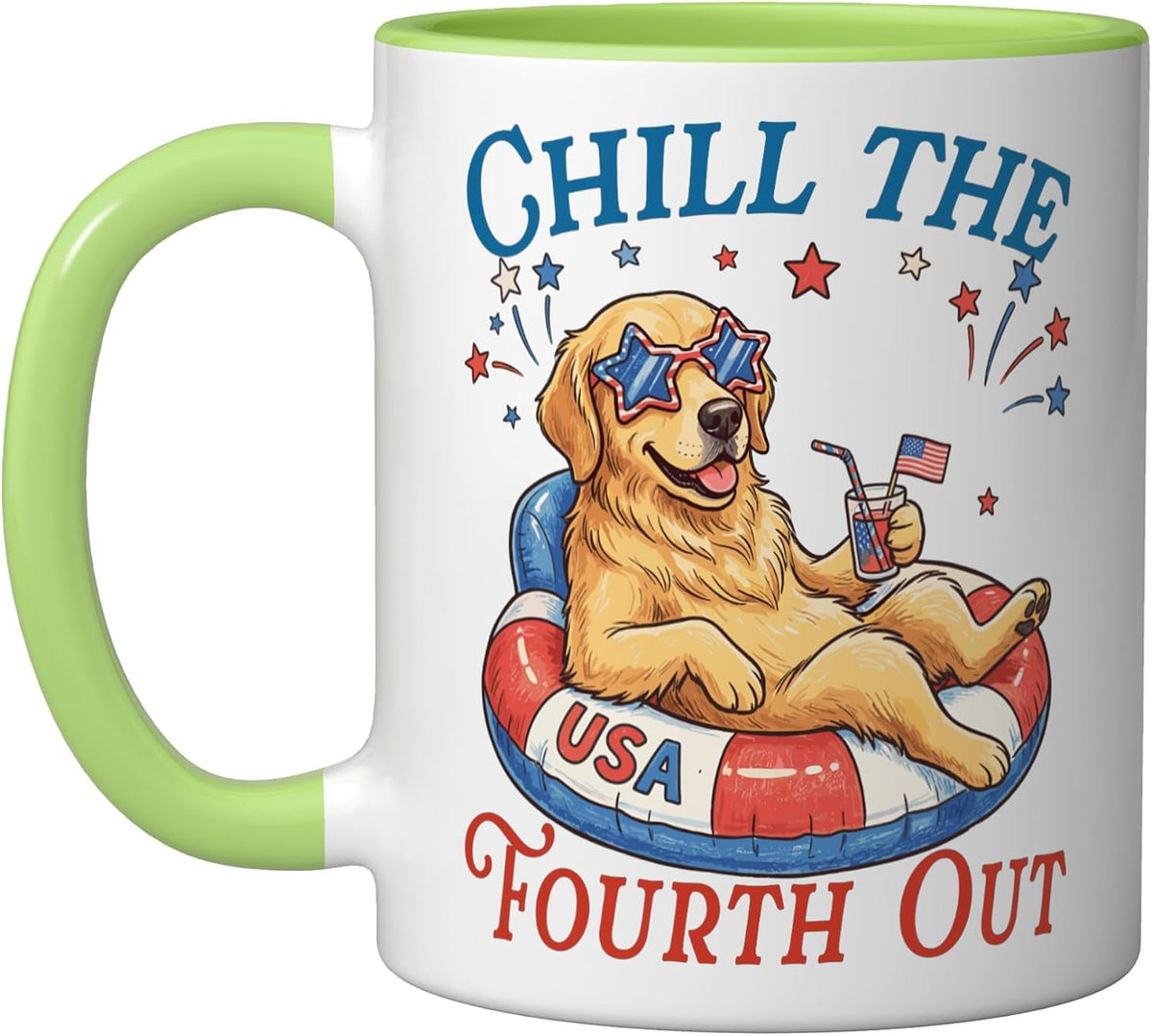 Chill The Fourth Out Golden Retriever 4th Of July Ceramic Mug