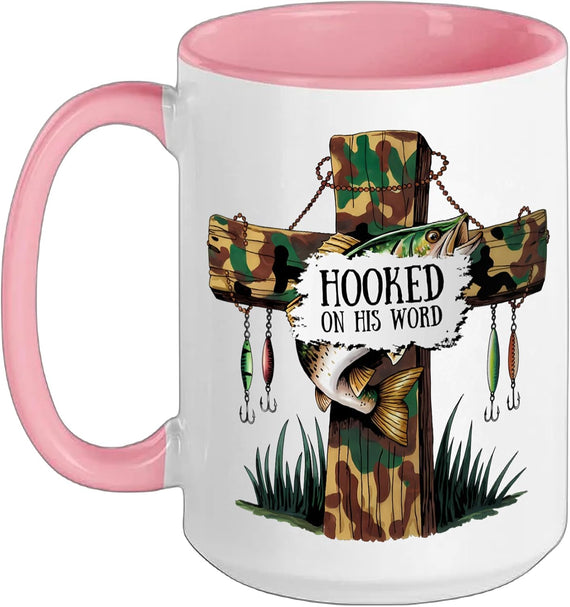 Hooked On His Word Christian Fishing Cross Ceramic Mug