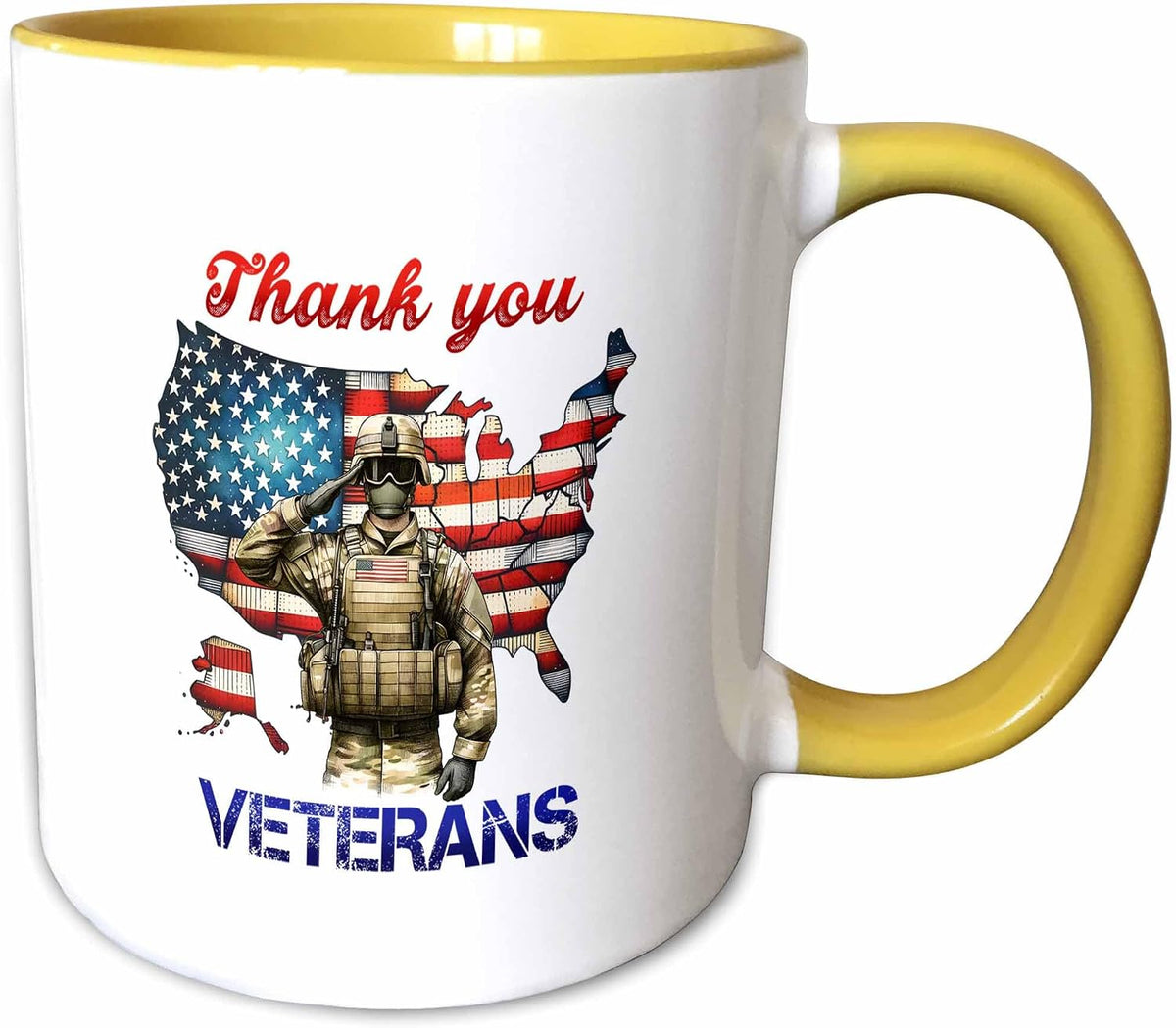 Thank You, Veterans Text, Saluting Soldier Ceramic Mug