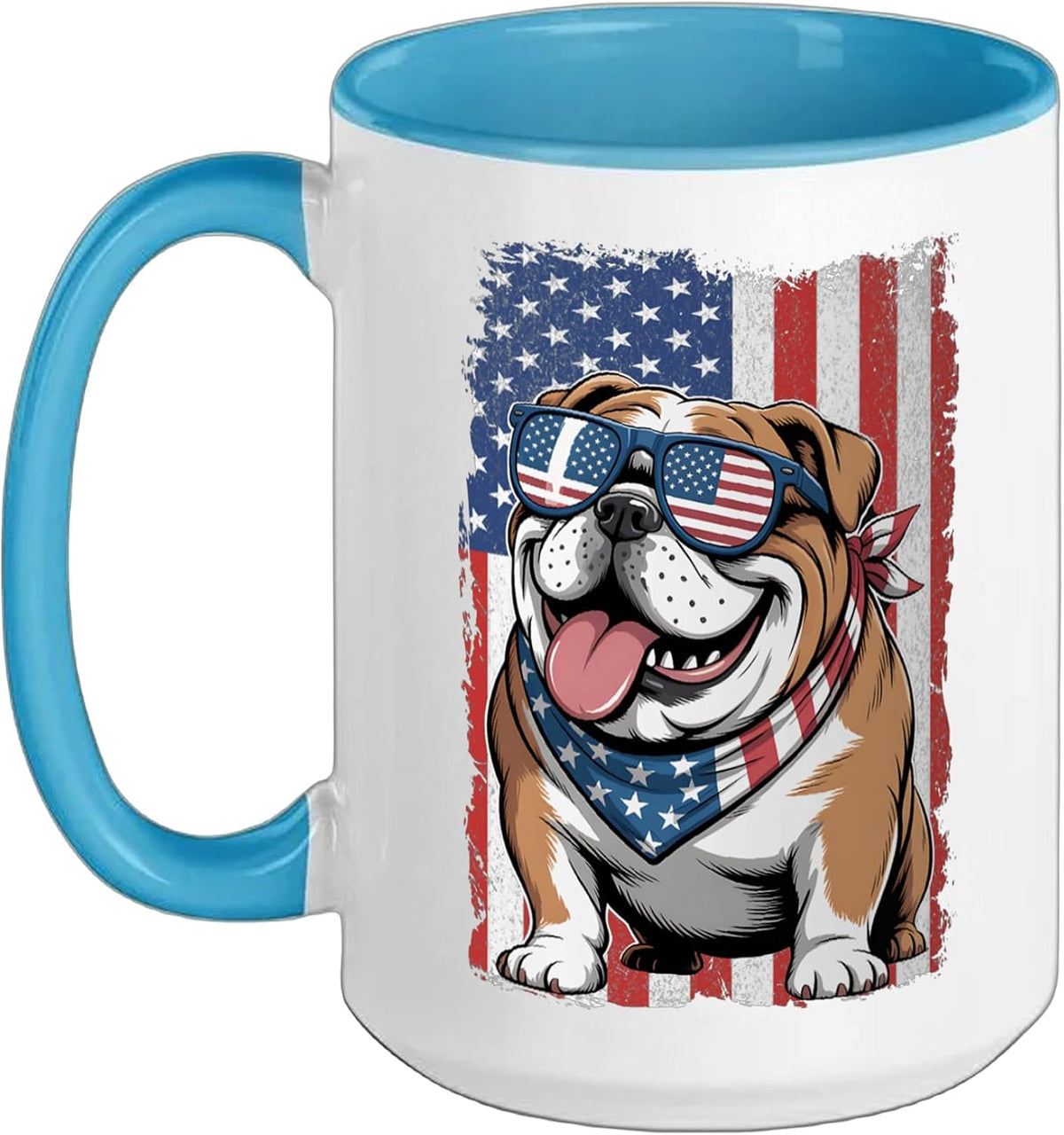 English Bulldog 4th Of July Dog Patriotic Usa Flag Man Ceramic Mug