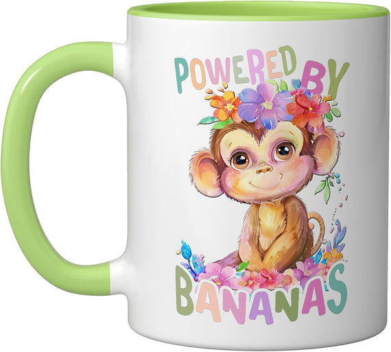 Baby Monkey With Flowers Powered Banana Ape Monkeys Ceramic Mug
