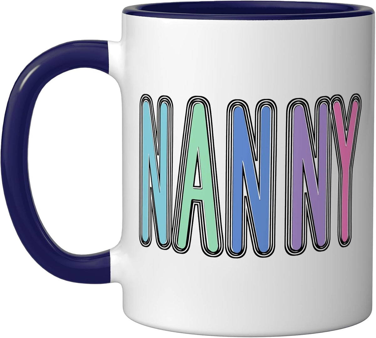 Colorful Retro Nanny Bold Letters Design Ceramic Mug