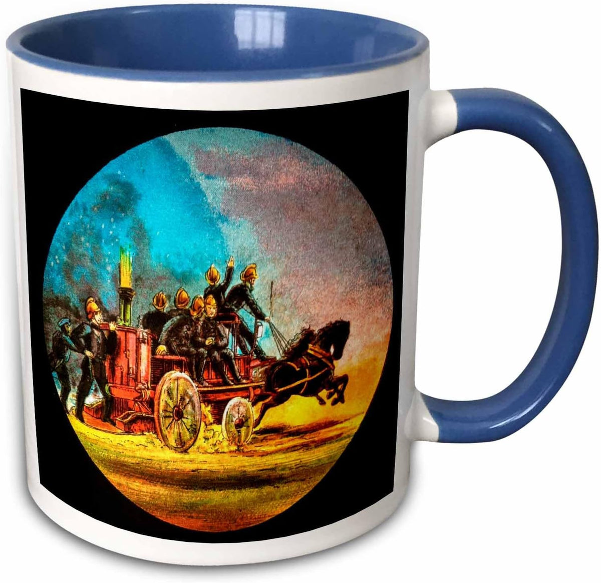 Victorian Fire Company Horse Drawn Engine Racing Ceramic Mug