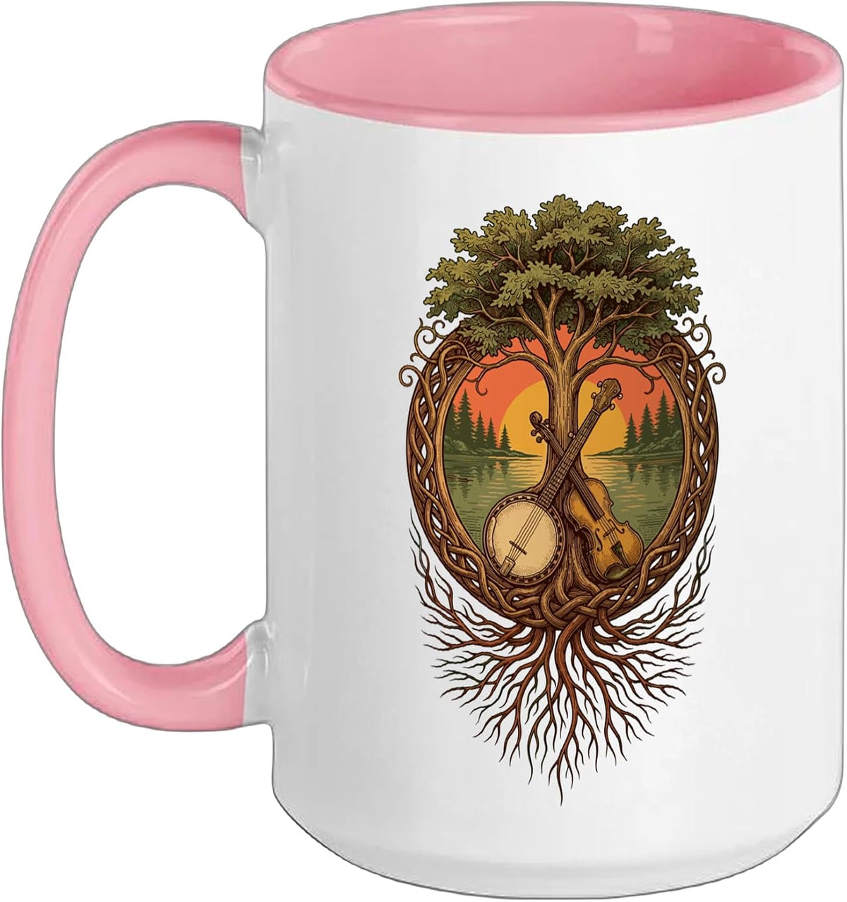 Banjo Fiddle Bluegrass Music Lover Folk Roots Ceramic Mug