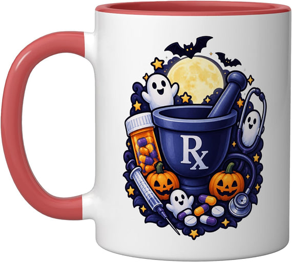 Halloween Pharmacy Rx Mortar Pestle Medical Professional Ceramic Mug