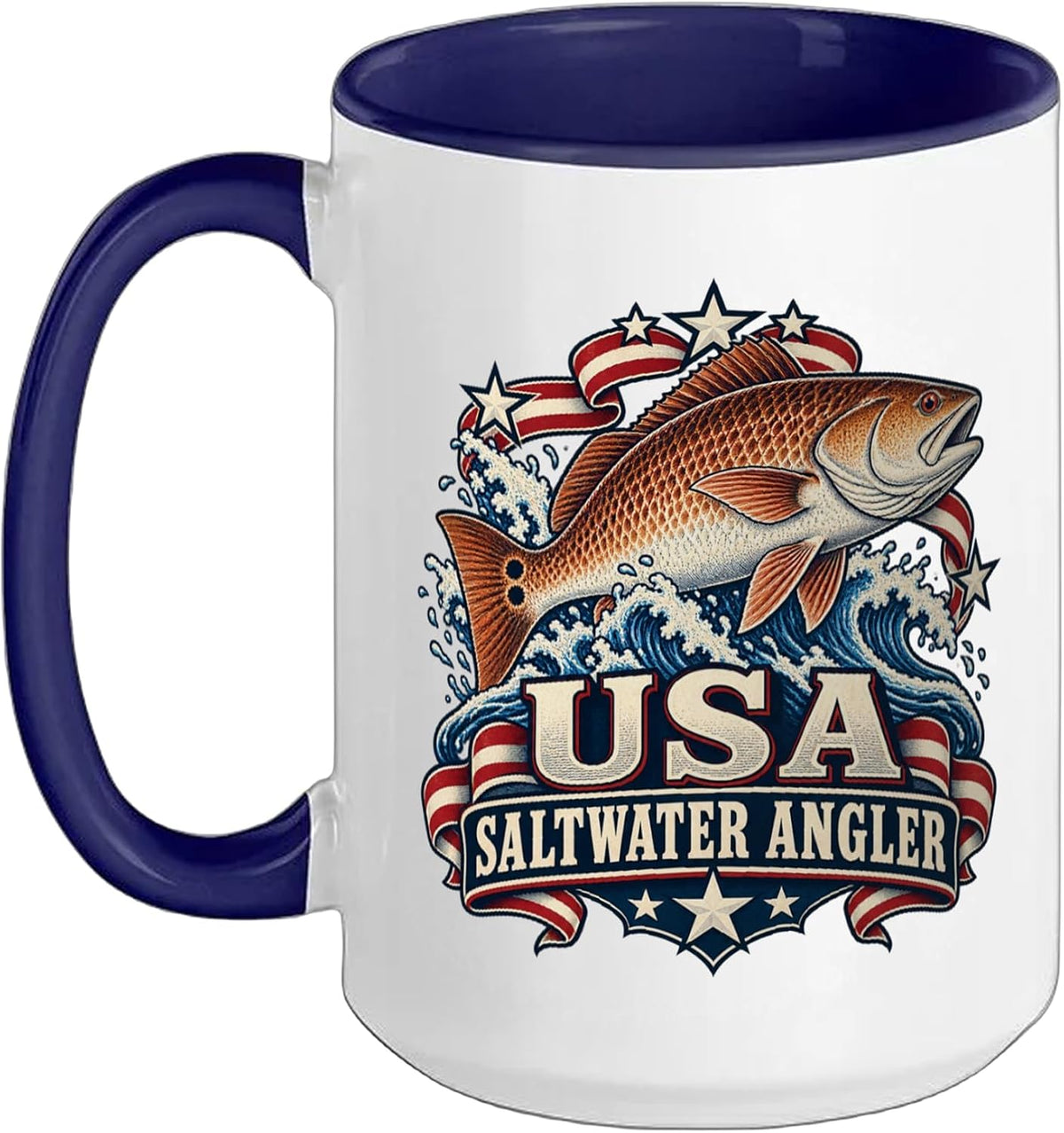 Usa Saltwater Angler Redfish Fishing Design For American Ceramic Mug