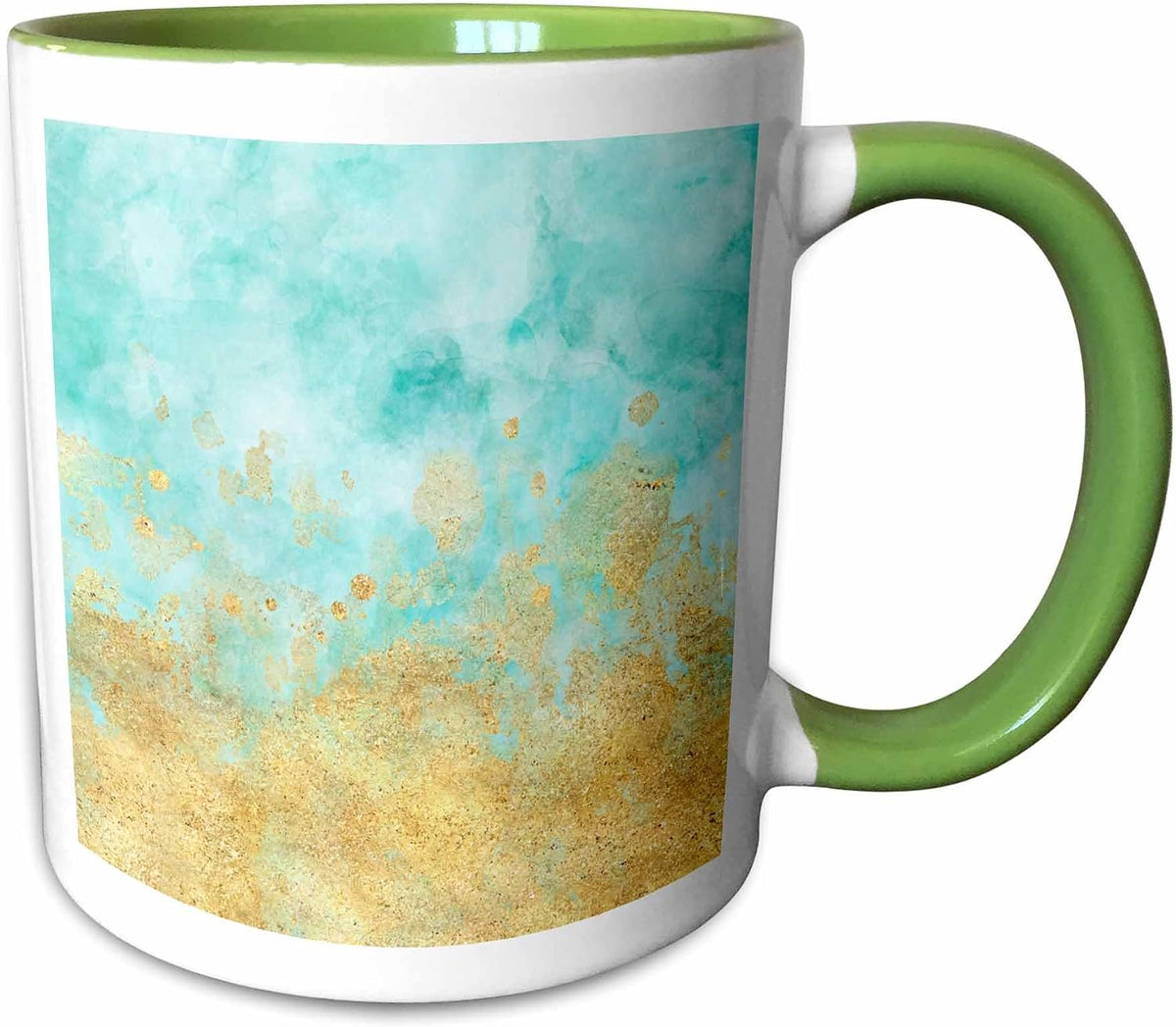 Aqua Blue Gold Watercolor Glam Ceramic Mug