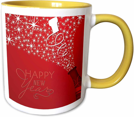 Champagne Bottle Pop New Year Red Ceramic Mug