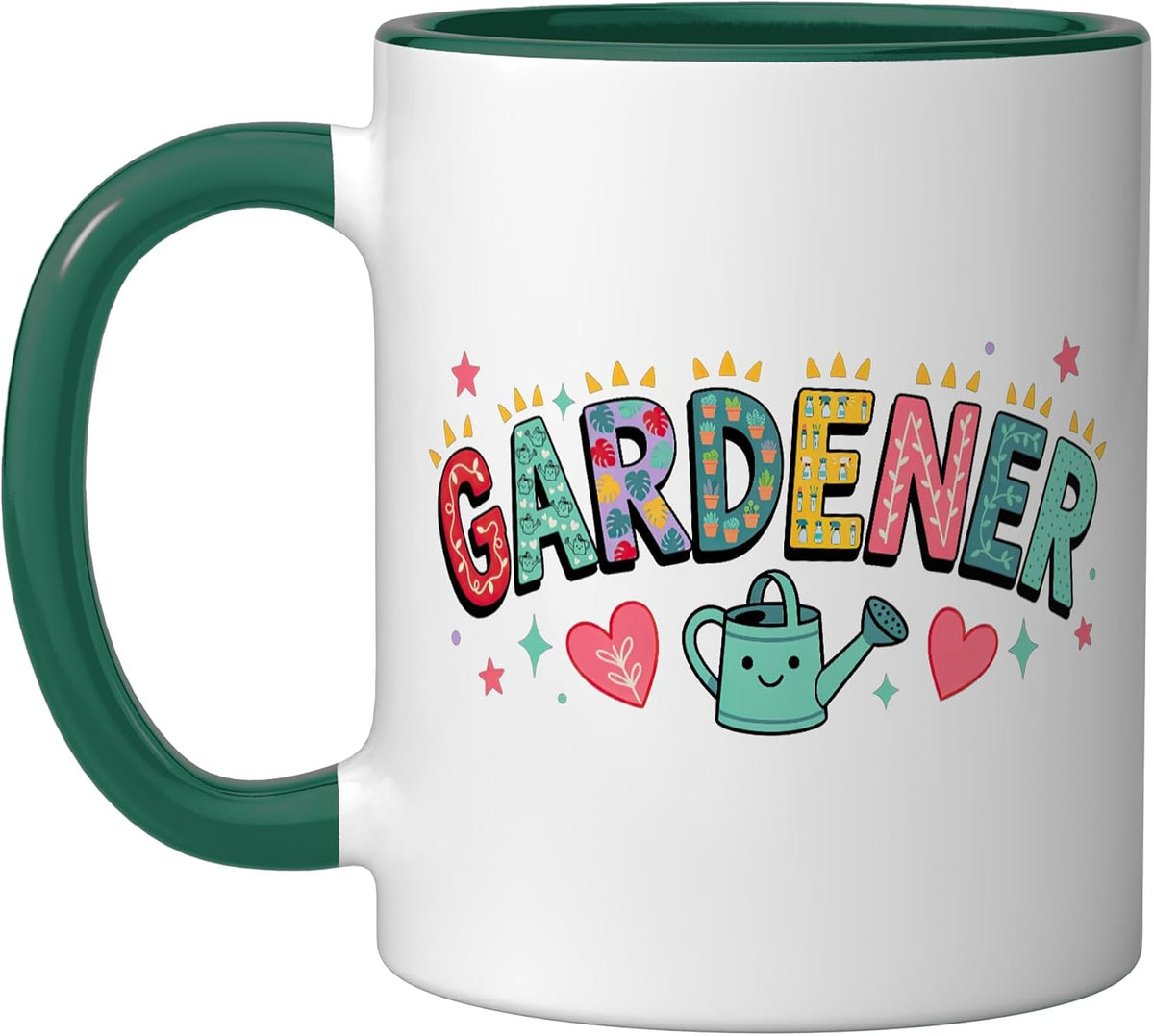 Colorful Gardener Watering Can Ceramic Mug