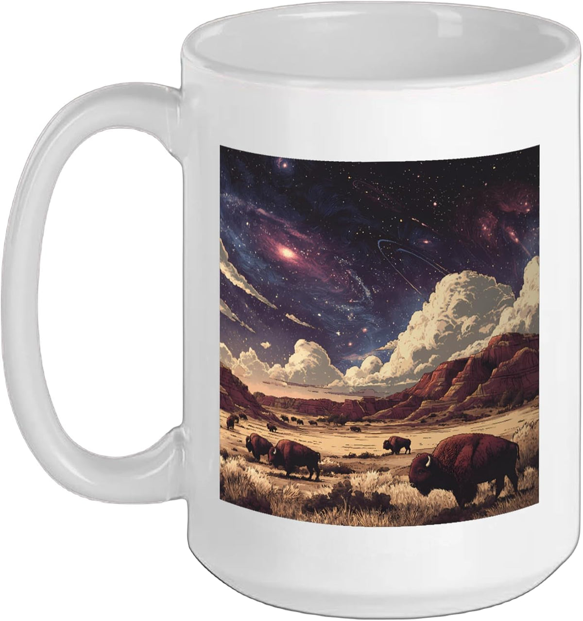 American Buffalo Cosmic Desert Galaxy Art Ceramic Mug