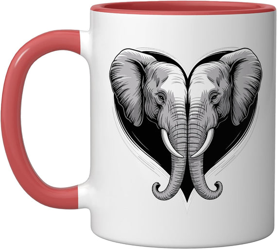 Elephant Heart Shaped Elephants Ceramic Mug