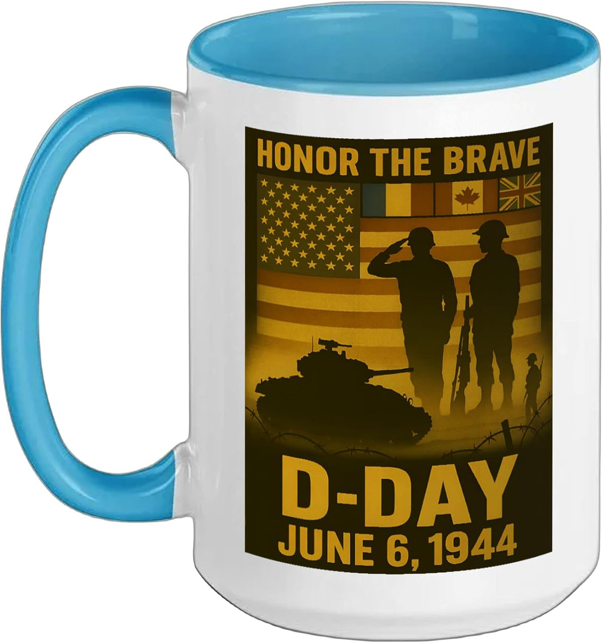 Honor The Brave D-Day June 6 1944 Veteran Ceramic Mug