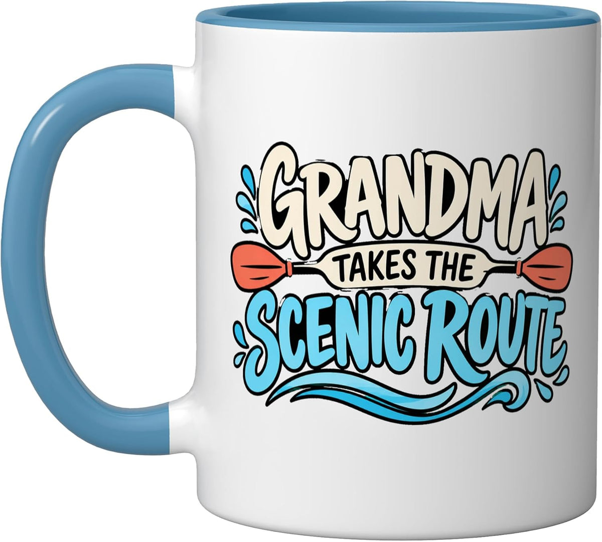 Grandma Kayaking Scenic Route River Adventure Paddler Ceramic Mug