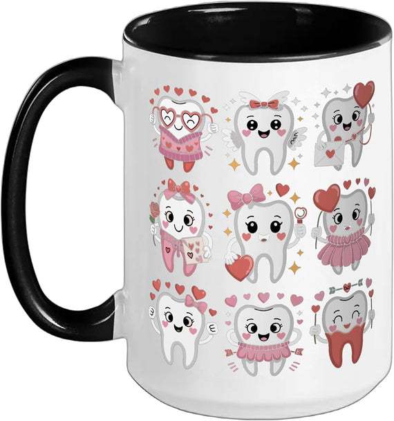 Dental Valentines Day Dentist Assistant Teeth Tooth Hearts Ceramic Mug